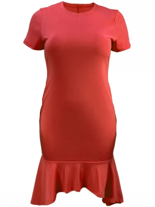 Plus Size Short Sleeve Casual Street Style Midi Dress - Image 4