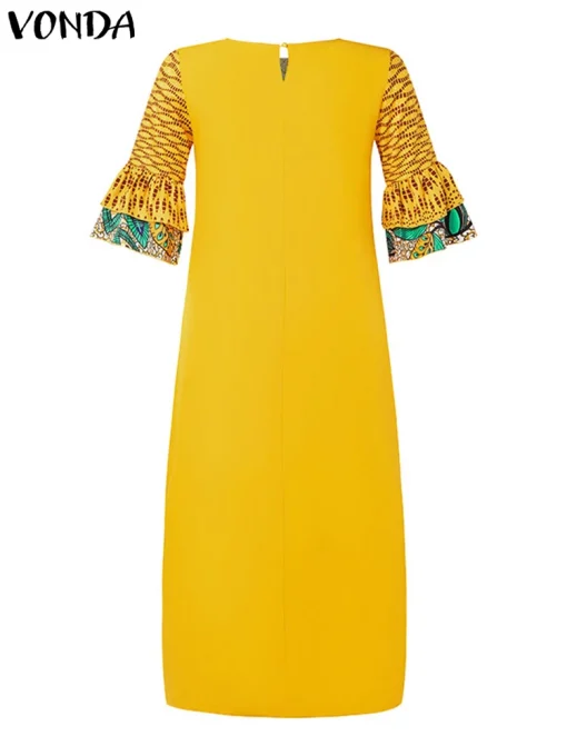 Plus Size Elegant Vintage Printed Maxi Dress - Image 3