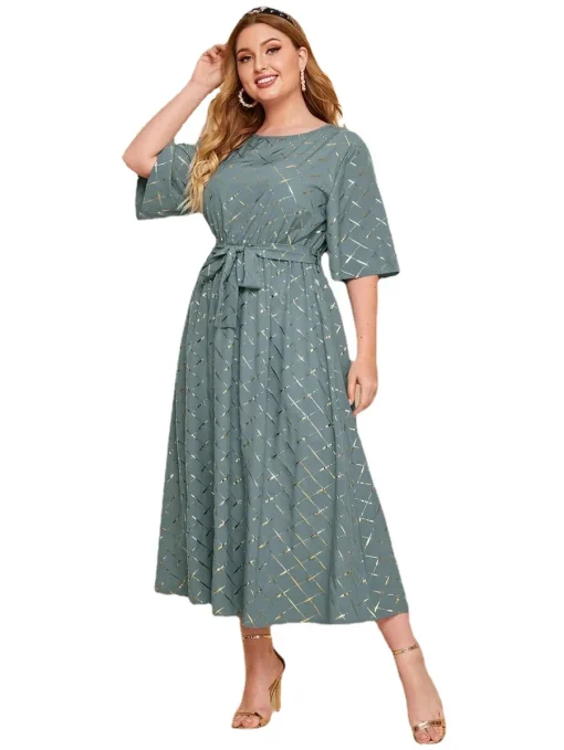 Fashionable Plus Size Printed Long Sleeve Autumn Dress - Image 6