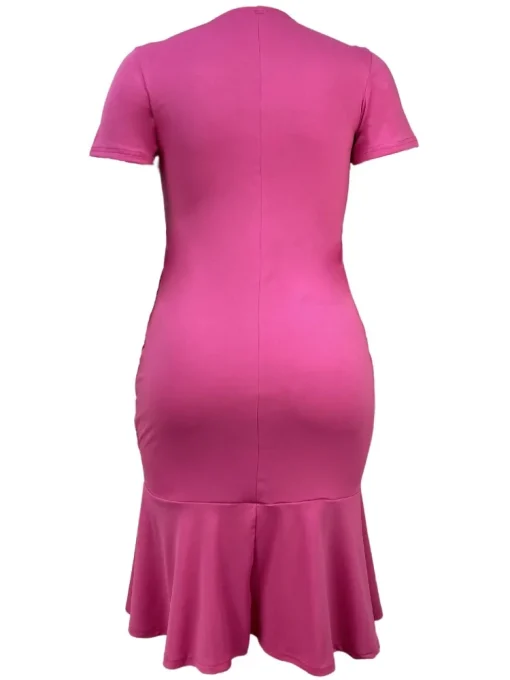 Plus Size Short Sleeve Casual Street Style Midi Dress - Image 5