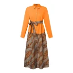 Casual Printed Maxi Dress with Buttons and Belt for Summer