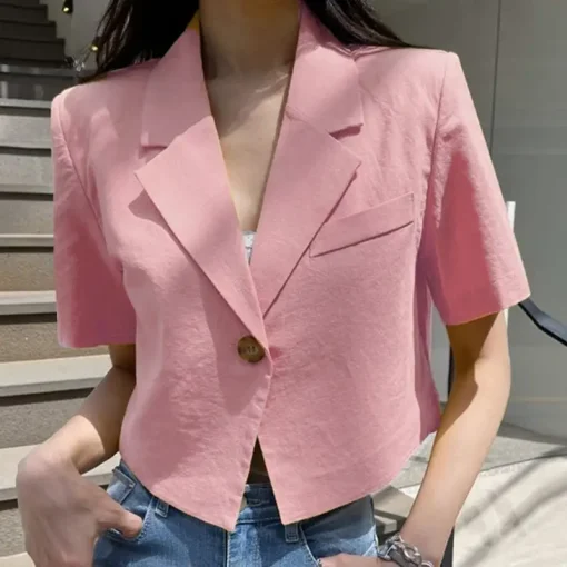 Elegant Summer Blazer with Short Sleeves for Women - Image 5