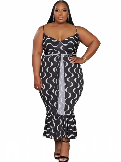 Plus Size Midi Dress with Straps and Floral Print - Image 5