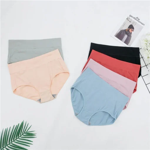 Plus Size Comfortable Cotton High-Waist Panties for Women - Image 3