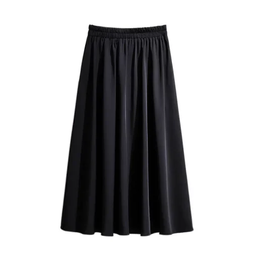 Plus Size Women's Spring Summer A-Line Pleated Elastic Waist Skirt - Image 6