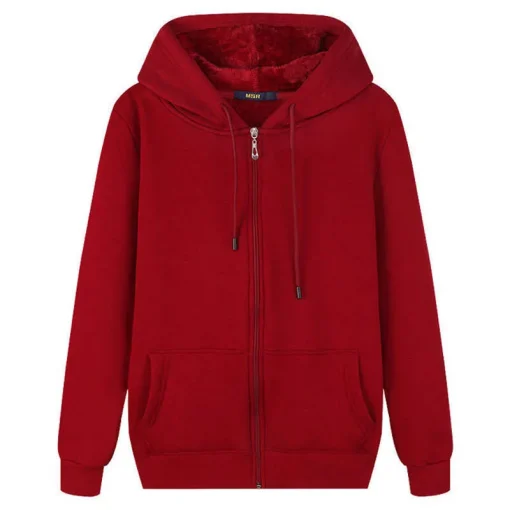 Plus Size Women's Fleece Hooded Cardigan Zipper Sweatshirt - Image 3