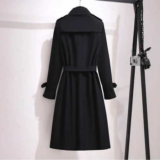 Plus Size Women's Loose Slim Long Lapel Trench Coat - Image 3