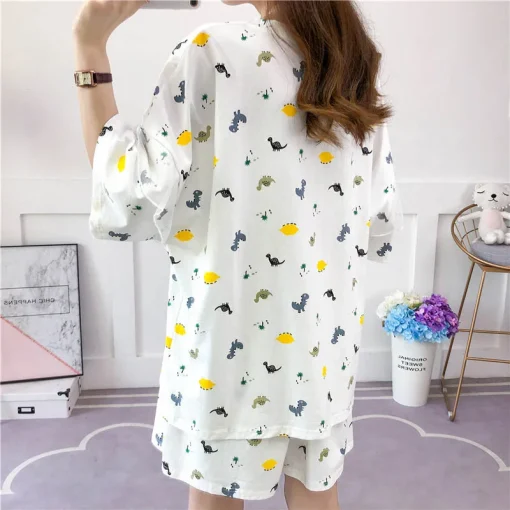 Plus Size Cartoon Pajama Set with Loose Shorts - Image 6