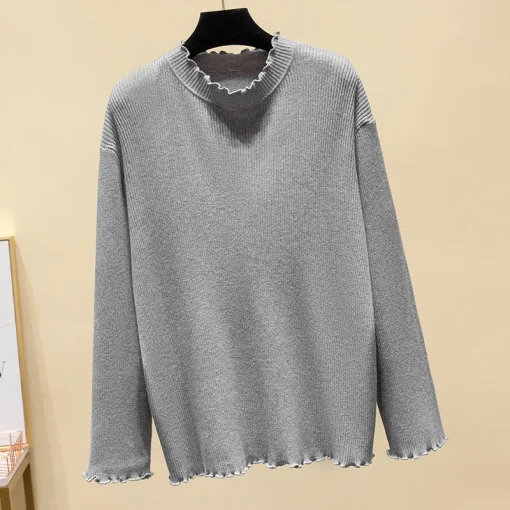 Plus Size Women's Loose Pullover Solid Knitted Long-Sleeved Sweater