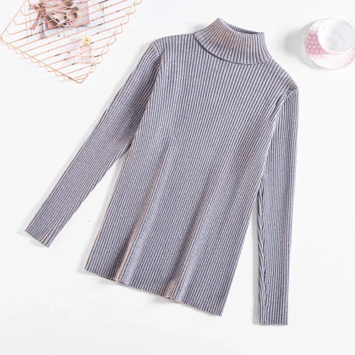 Plus Size Loose Turtleneck Long Sleeve Knitted Sweater - Image 5