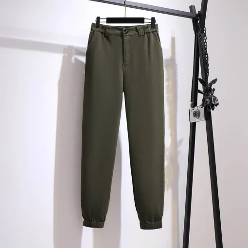 Plus Size Women's Spring Autumn Loose High-Waist Cargo Pants