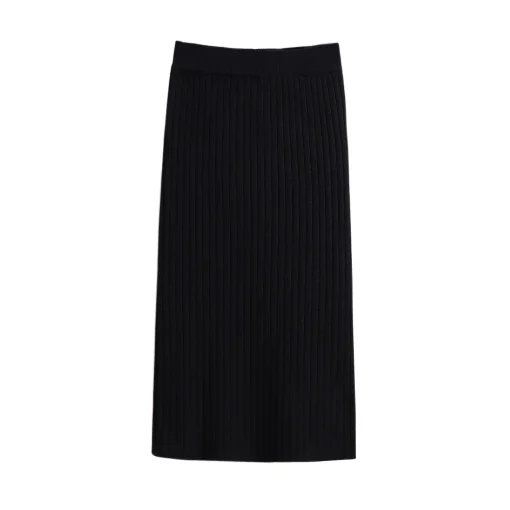 Plus Size Women's Autumn Winter Split Knit A-Line Skirt - Image 6