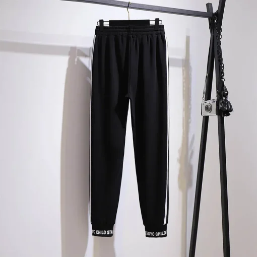 Plus Size Spring Fashion Casual Striped Elastic Waist Sports Pants - Image 2