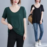 Plus Size Women's Summer Sweetheart Neckline V-Neck T-Shirt