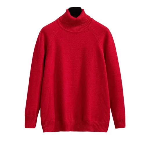 Plus Size Women's Loose Pullover Turtleneck Knitted Sweater - Image 6