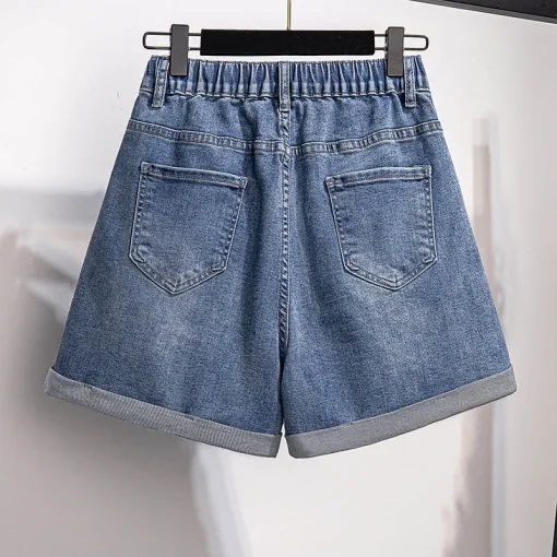 Plus Size Women's High Waist Loose Denim Shorts Wide Leg - Image 5