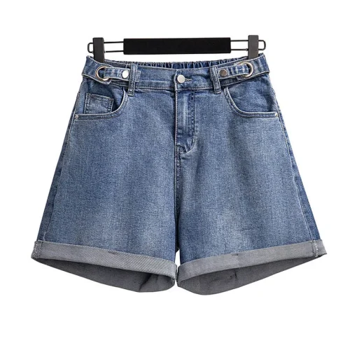 Plus Size Women's High Waist Loose Denim Shorts Wide Leg - Image 6