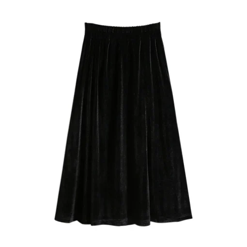 Plus Size Women's Loose Elastic Waist Velvet A-line Skirt - Image 6