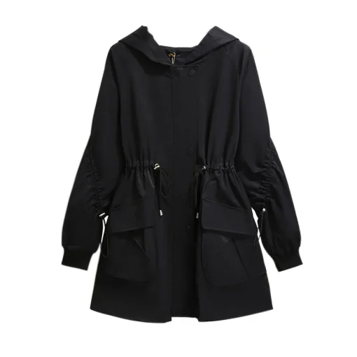 Plus Size Women's Casual Hooded Loose Trench Coat - Image 6