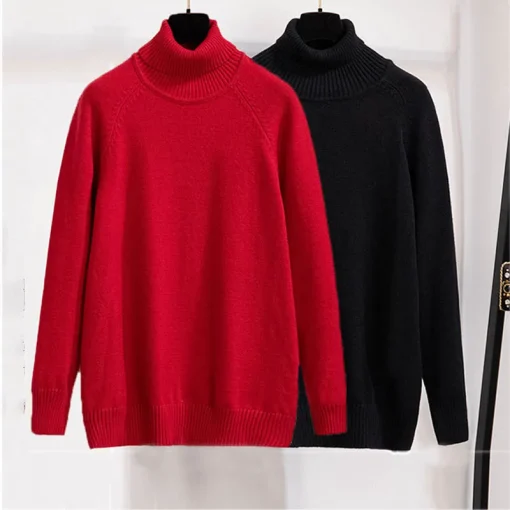 Plus Size Women's Loose Pullover Turtleneck Knitted Sweater