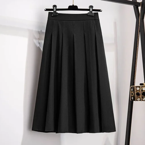 Plus Size Women's Summer High Waist Pleated A-Line Skirt - Image 2