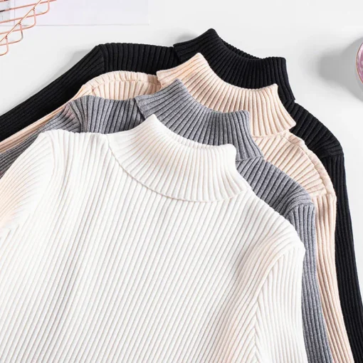 Plus Size Loose Turtleneck Long Sleeve Knitted Sweater - Image 3