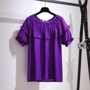 Plus Size Women's Loose Ruffled Short-Sleeved T-Shirt