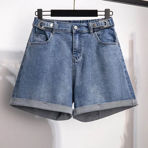 Plus Size Women's High Waist Loose Denim Shorts Wide Leg - Image 3