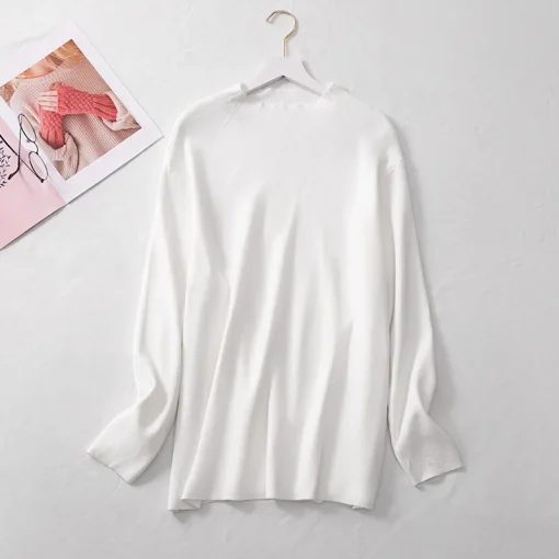 Plus Size Women's Loose High Neck Long Sleeve Knitted Sweater