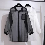 Plus Size Loose Casual Long Sleeve Chiffon Shirt Women
