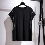 Plus Size Women's Summer Open Line Casual O-Neck T-Shirt