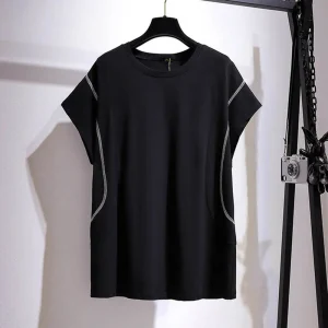 Plus Size Women's Summer Open Line Casual O-Neck T-Shirt
