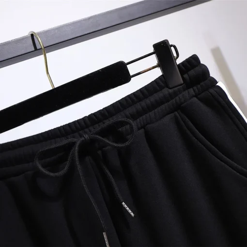 Plus Size Women's Autumn Winter Fleece Letter Sweatpants - Image 3