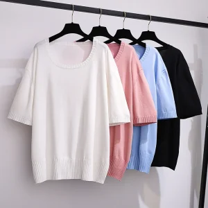 Plus Size Women's Summer Ice Silk Knitted Top