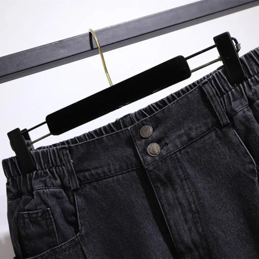 Plus Size Women's Spring Autumn Loose High-Waist Slim Jeans - Image 5