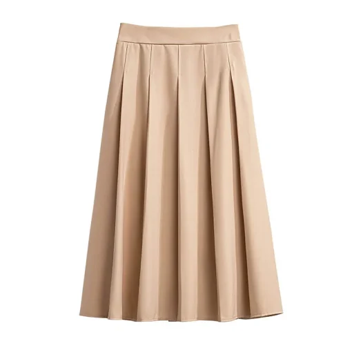 Plus Size Women's Summer High Waist Pleated A-Line Skirt - Image 5