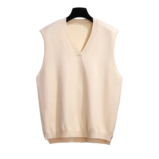 Plus Size Women's Loose V-neck Sleeveless Knit Sweater Vest - Image 6