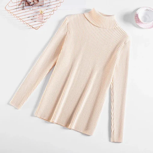 Plus Size Loose Turtleneck Long Sleeve Knitted Sweater - Image 4