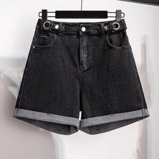 Plus Size Women's High Waist Loose Denim Shorts Wide Leg - Image 4