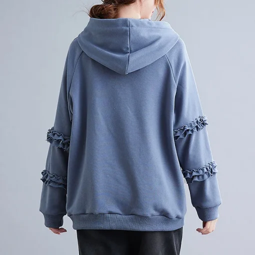 Plus Size Women's Hooded Lace Sweatshirt Spring Autumn - Image 5