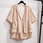 Plus Size Women's Casual Short Sleeve Two-Piece Suit Set