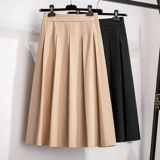 Plus Size Women's Summer High Waist Pleated A-Line Skirt - Image 4