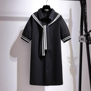 Plus Size Women's Summer Short Sleeve Two-Piece Shirt Dress