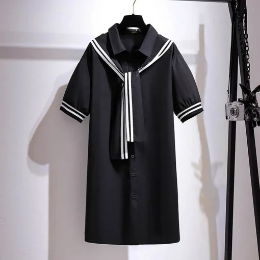 Plus Size Women's Summer Short Sleeve Two-Piece Shirt Dress