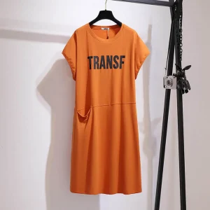 Plus Size Women's Summer Letter Sleeveless Pocket T-Shirt Dress