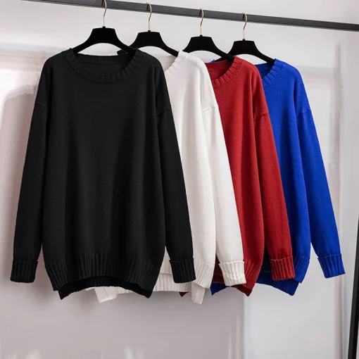 Plus Size Women's Spring Autumn Loose Pullover Knitted Sweater - Image 5