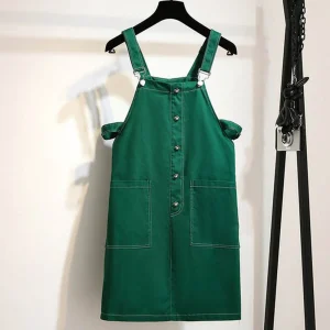 Plus Size Spring Summer Temperament Cotton Strap Girlfriend Dress