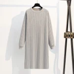 Plus Size Women's Loose Long Sleeve Round Neck Sweater Dress