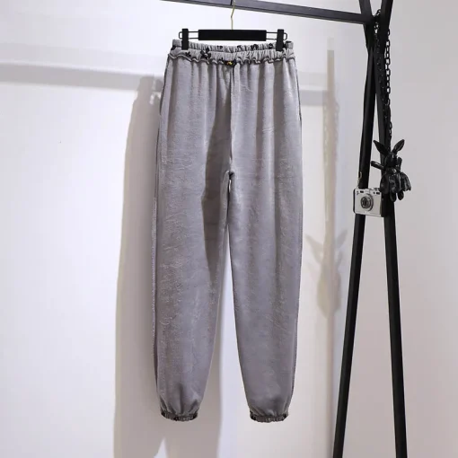 Plus Size Women's Autumn Winter Fleece Wide-Leg Pants - Image 4