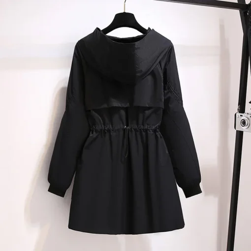 Plus Size Women's Casual Hooded Loose Trench Coat - Image 3